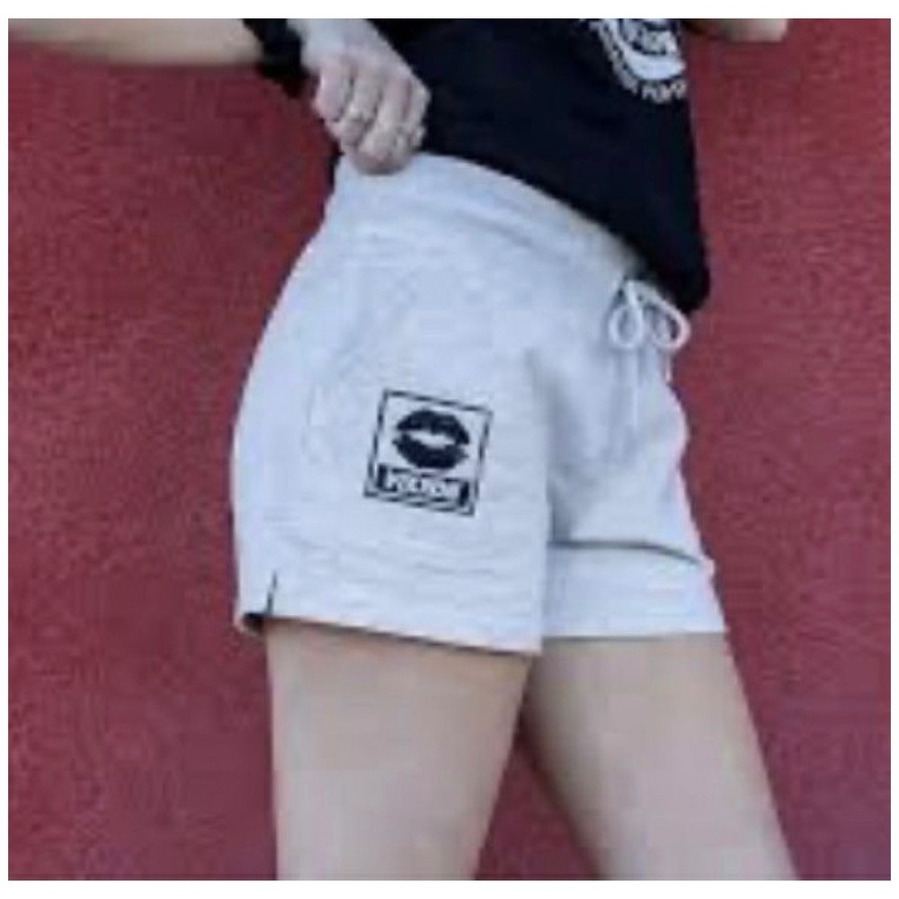 VIXXON XL Women Terry Micro Shorts Gray Fleece Sweat Short Drawstring Biker Moto